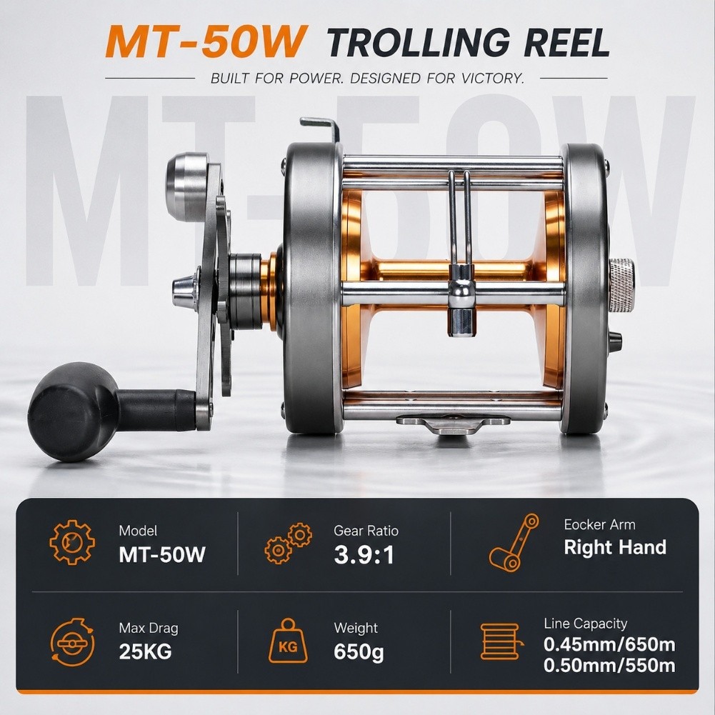 MT 50W Trolling Reel Right Han - đánh giá và giá Trolling Reel